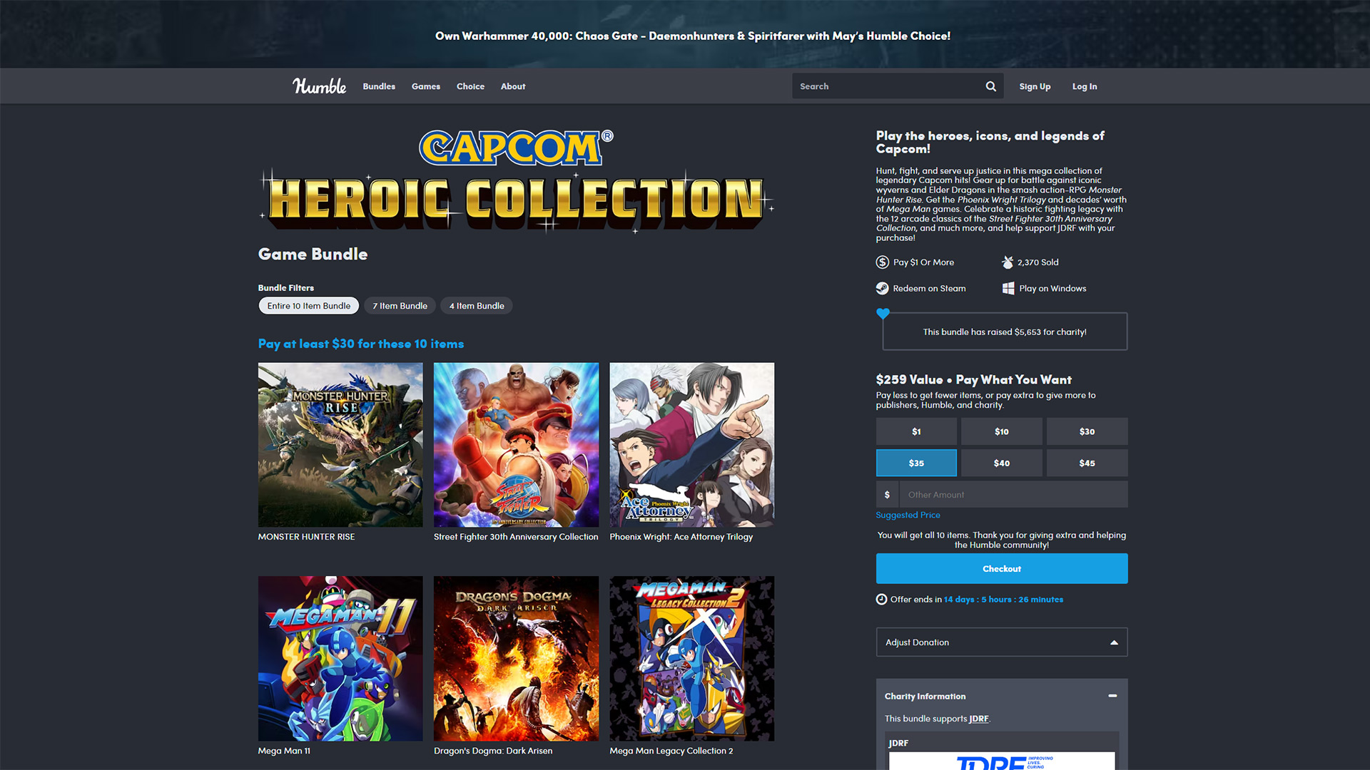 Capcom Heroic Collection at Humble Bundle
