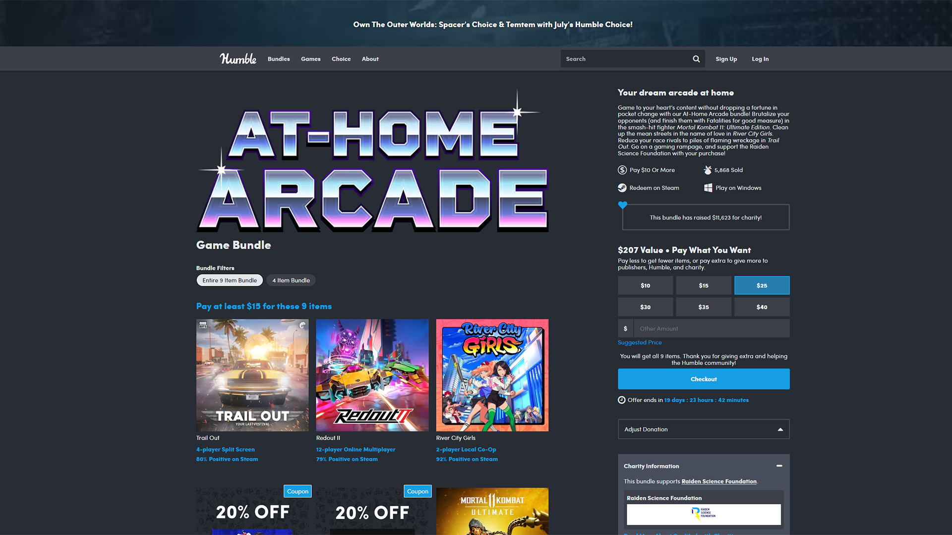 Humble Bundle's At-Home Arcade game bundle gets you 9 games if you pay at least $15