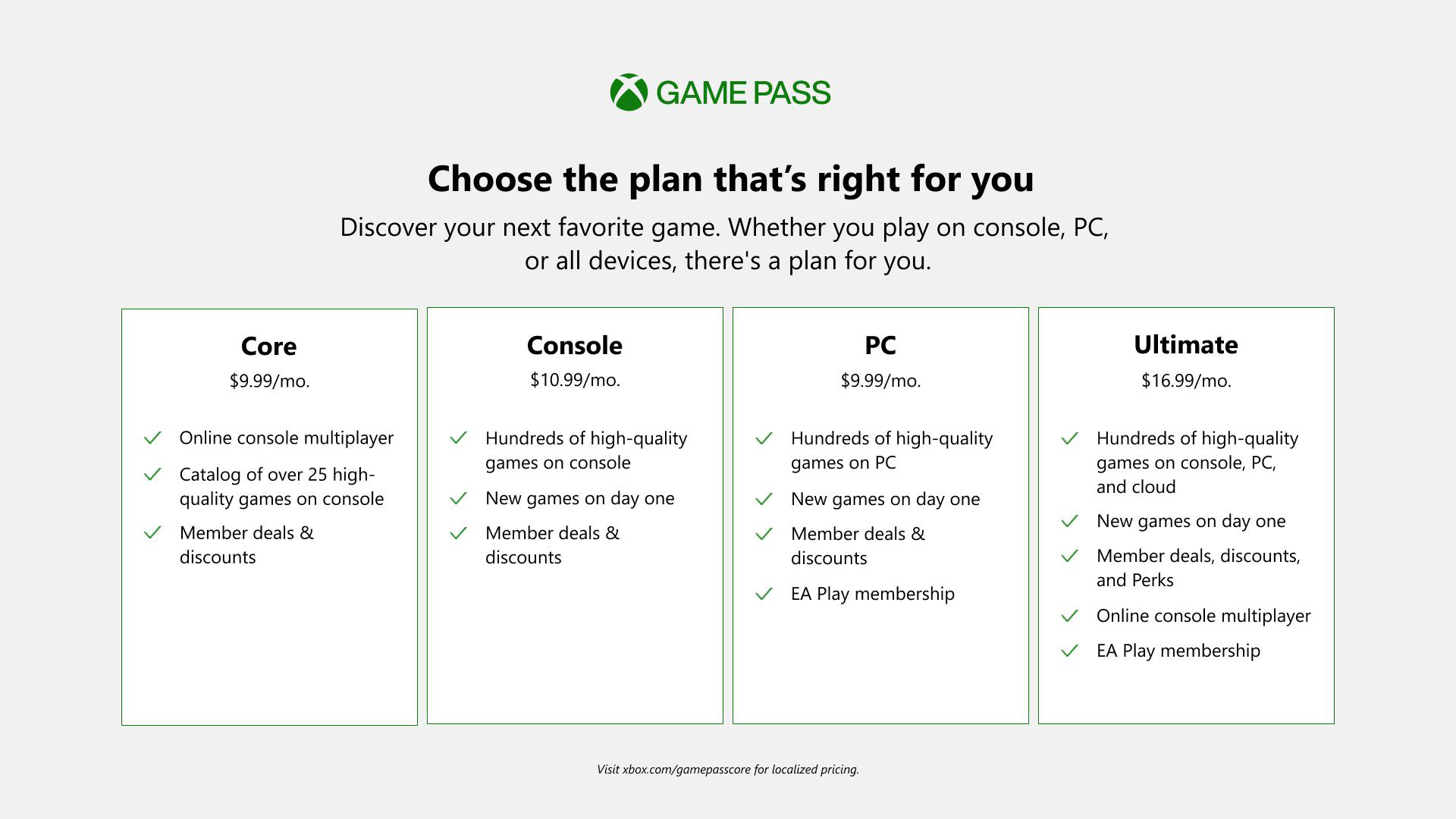 Here are the new Xbox Game Pass plans