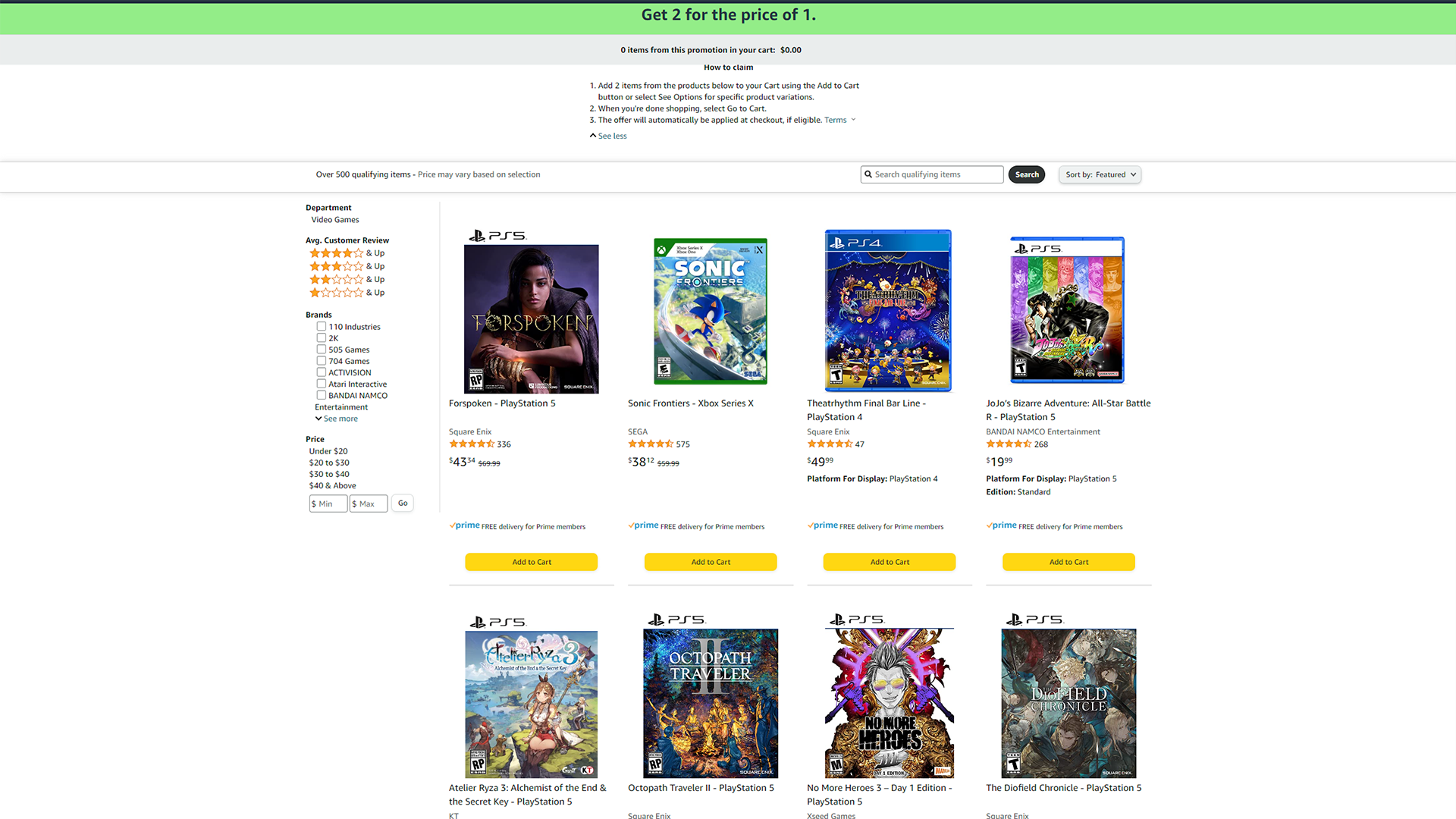 Amazon is currently offering a buy one get one free deal on certain games