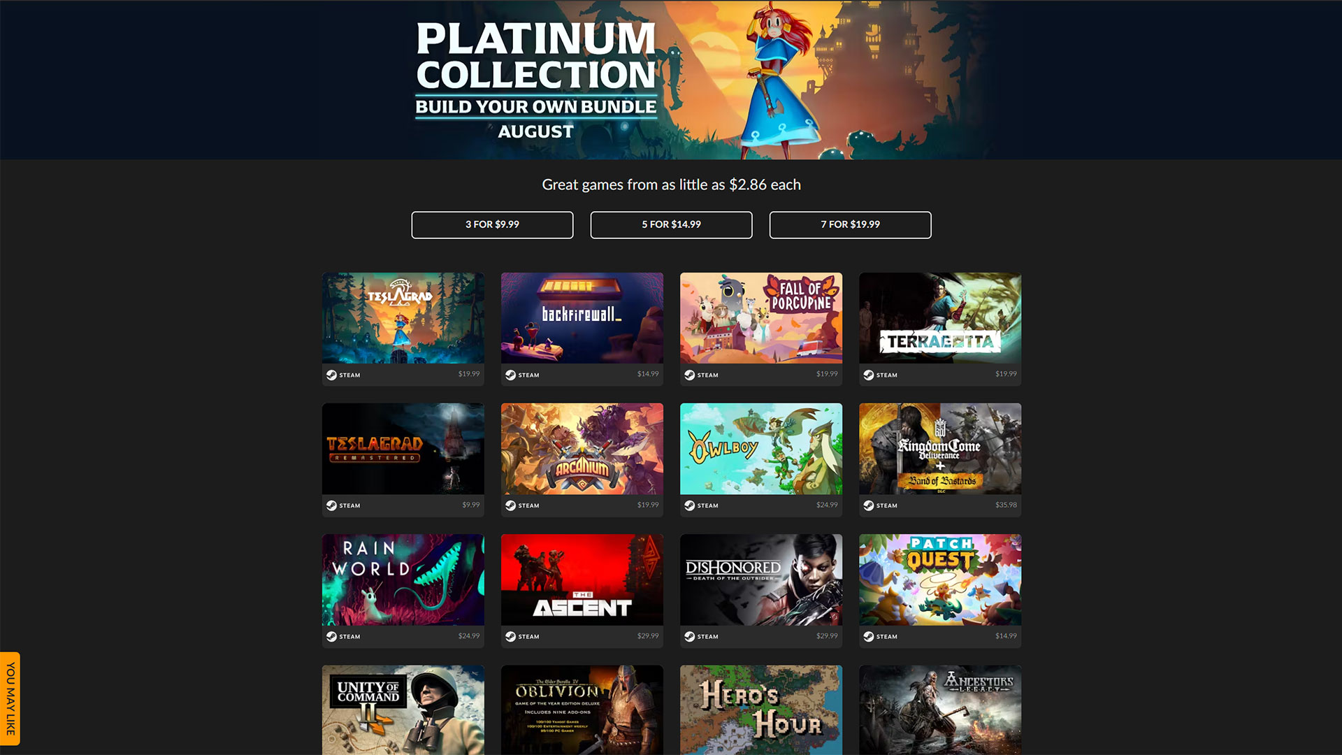 Fanatical's Platinum Collection Bundle lets you choose up to 7 games for just $19.99