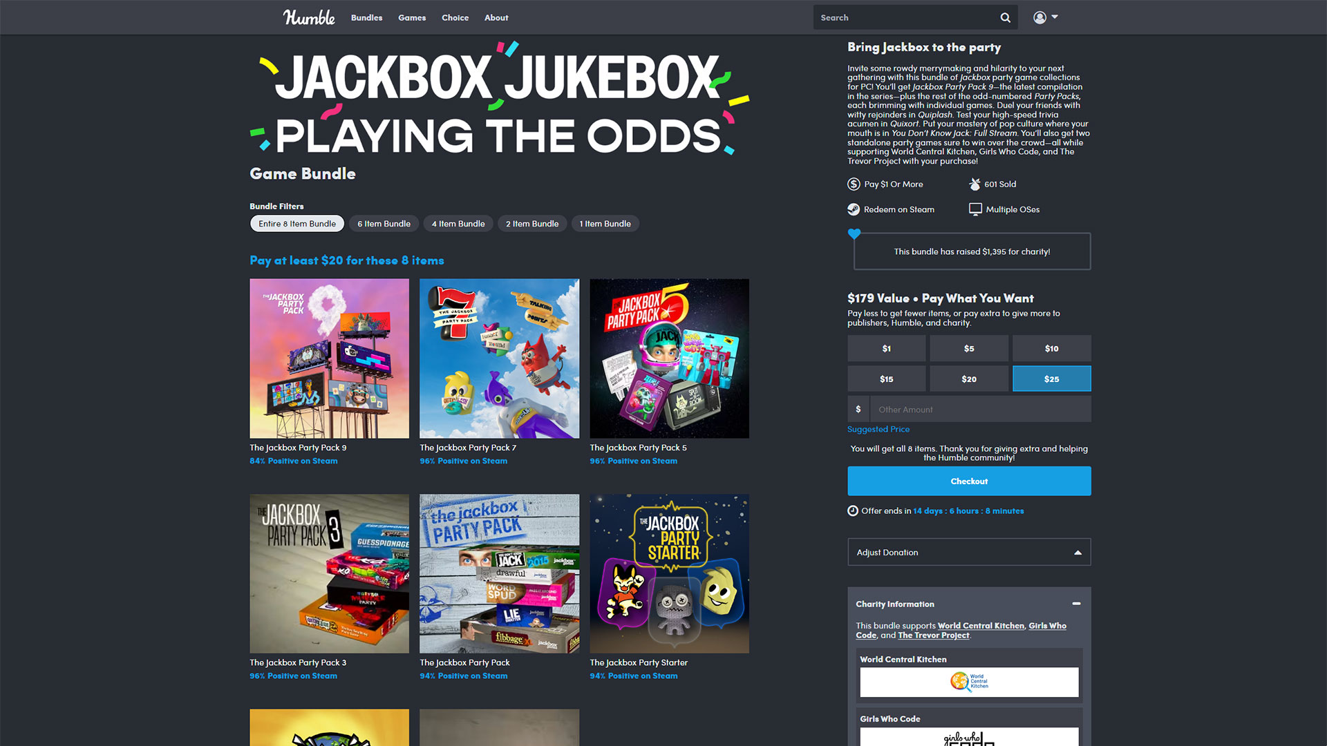 The Jackbox Jukebox bundle gets you eight items if you pay at least $20