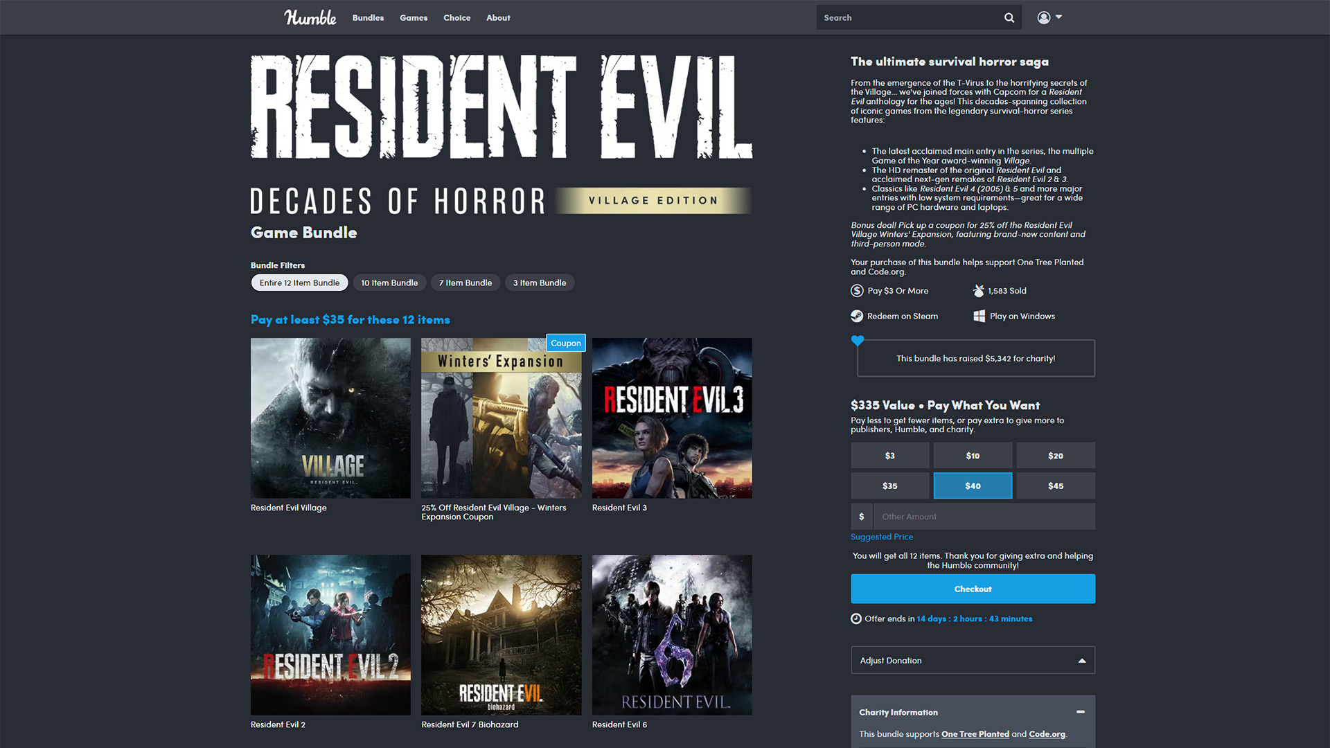 Humble Bundle Offers 11 Resident Evil Games For RM160 