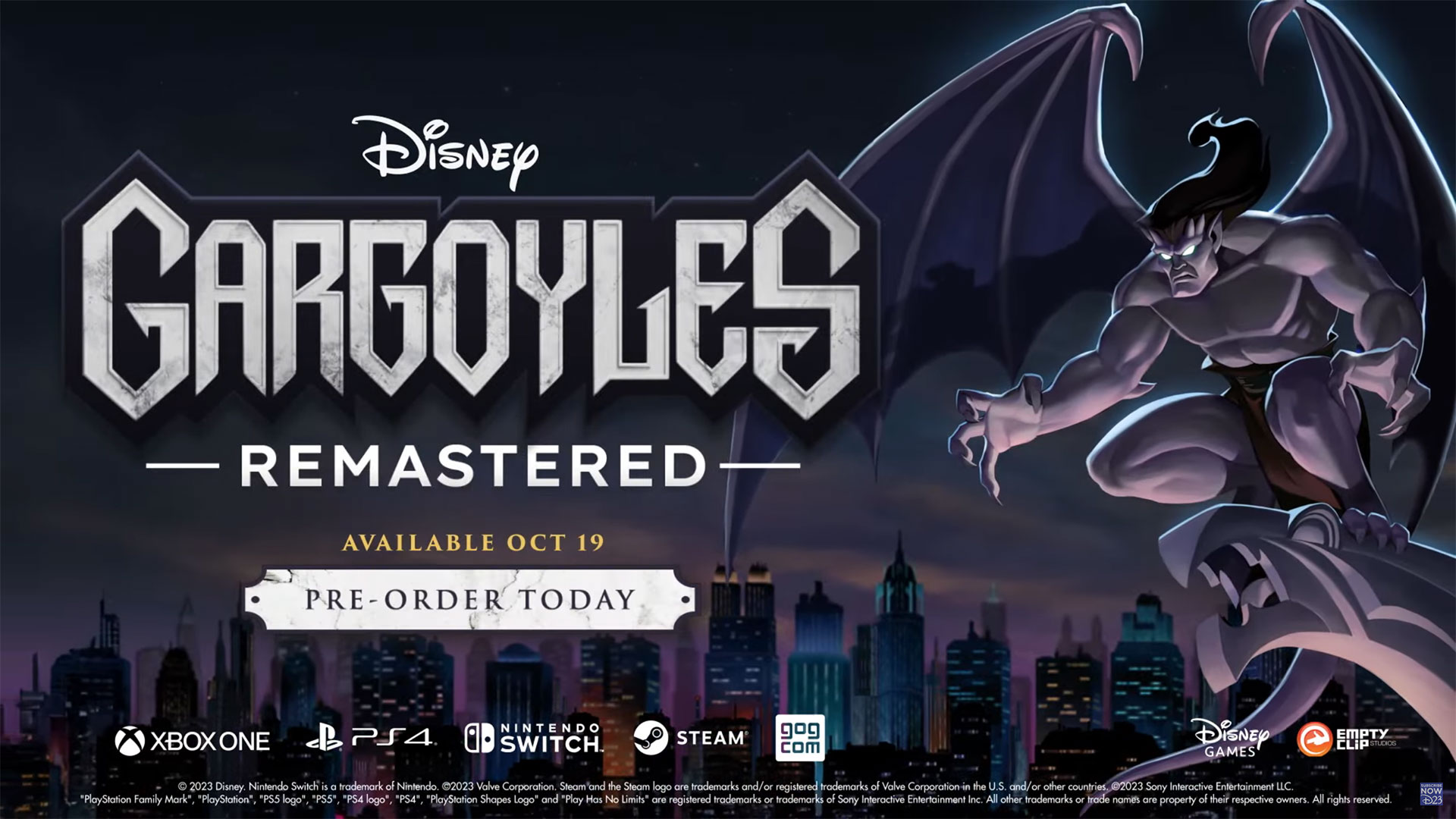 Gargoyles Remastered is launching on October 19, 2023
