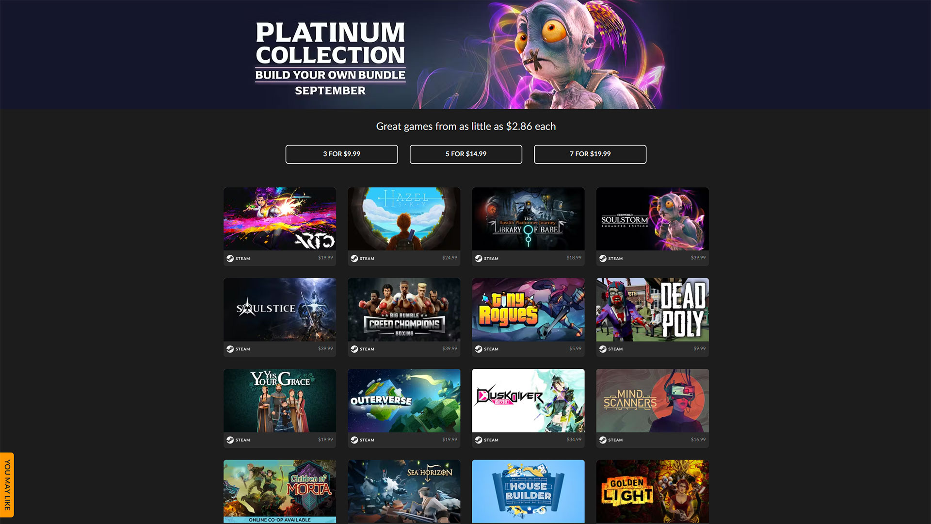 Choose from 16 games in September's Platinum Collection Build Your Own Bundle at Fanatical