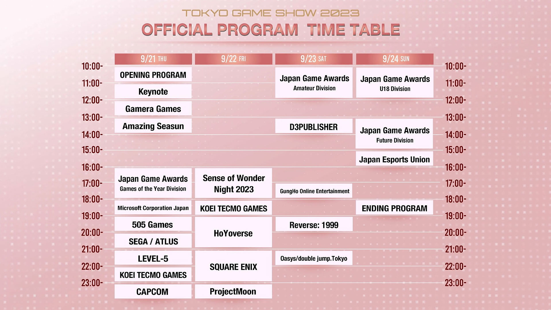 Tokyo Game Show 2023 runs from September 21 through September 24