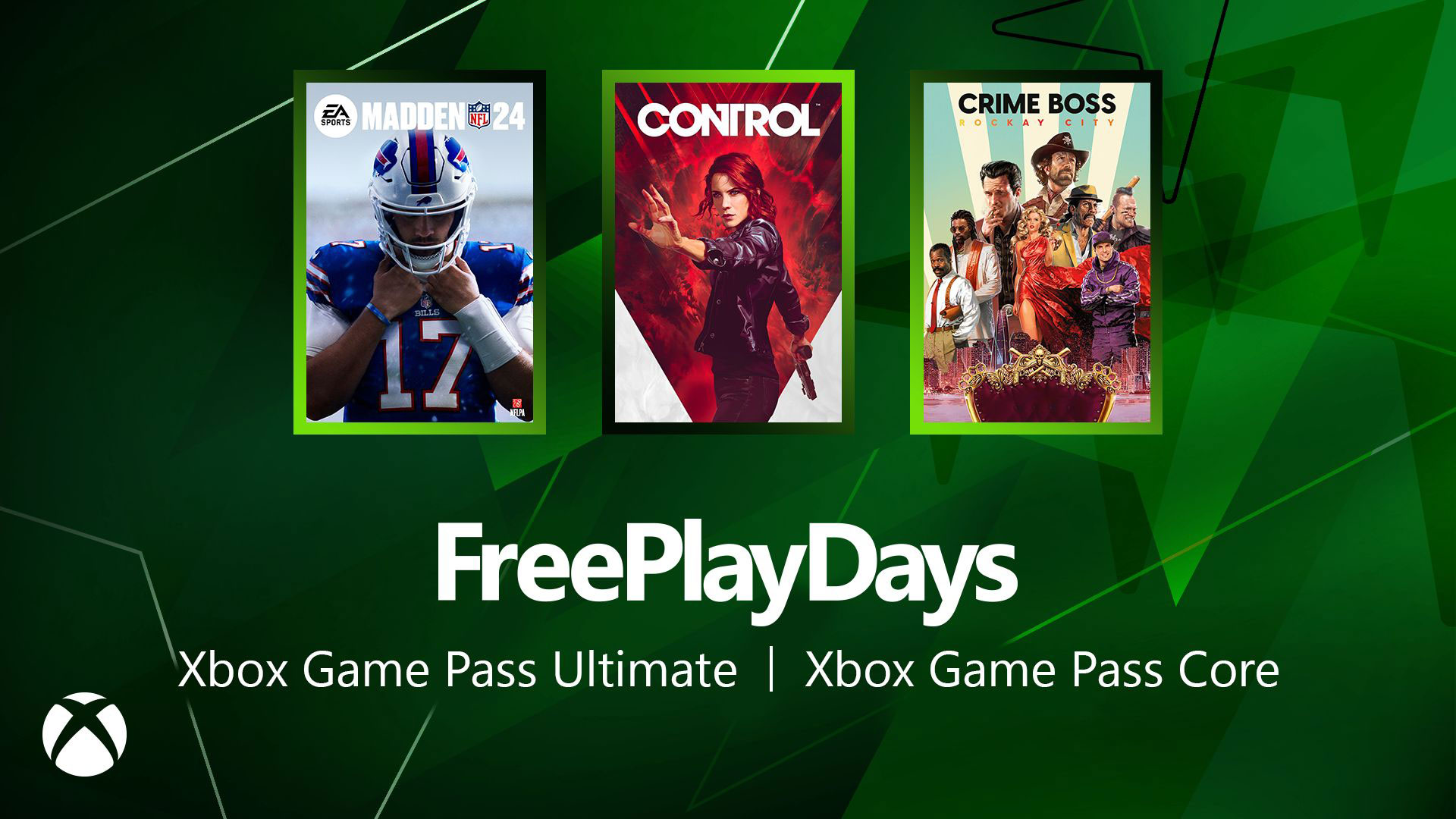 Madden NFL 24, Control, and Crime Boss: Rockay City are free to play this weekend for Xbox Live Gold and Xbox Game Pass Ultimate subscribers