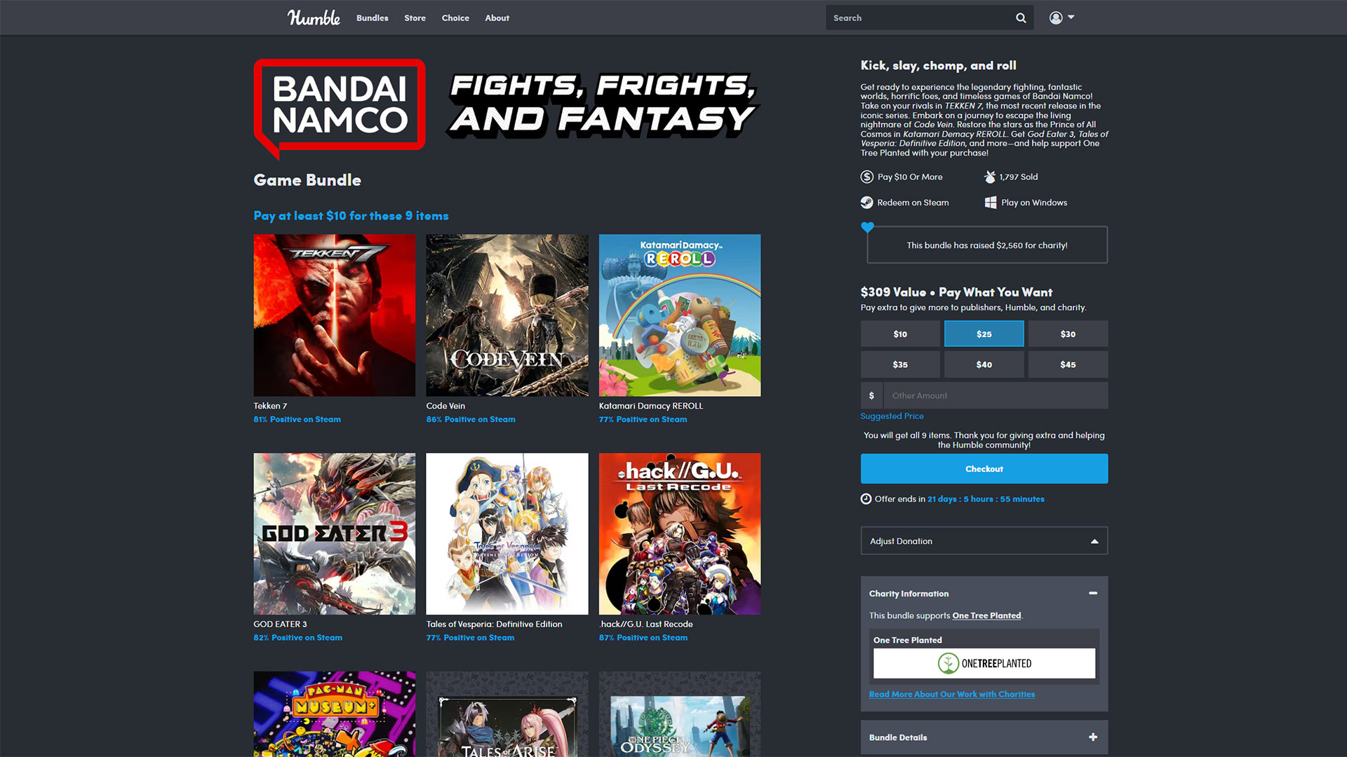 Humble Bandai Namco Bundle - 7 games for $10 (incl Tekken 7)