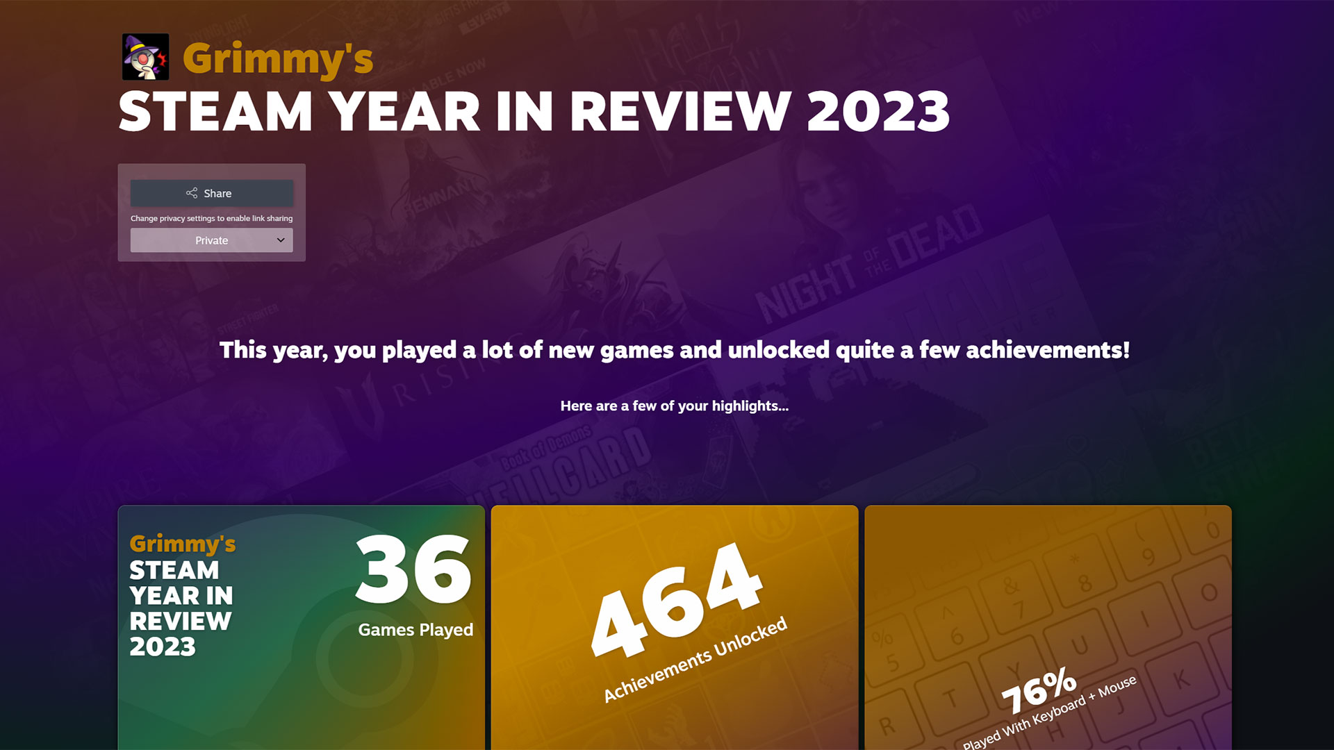 Your Steam Year in Review 2023 is now available