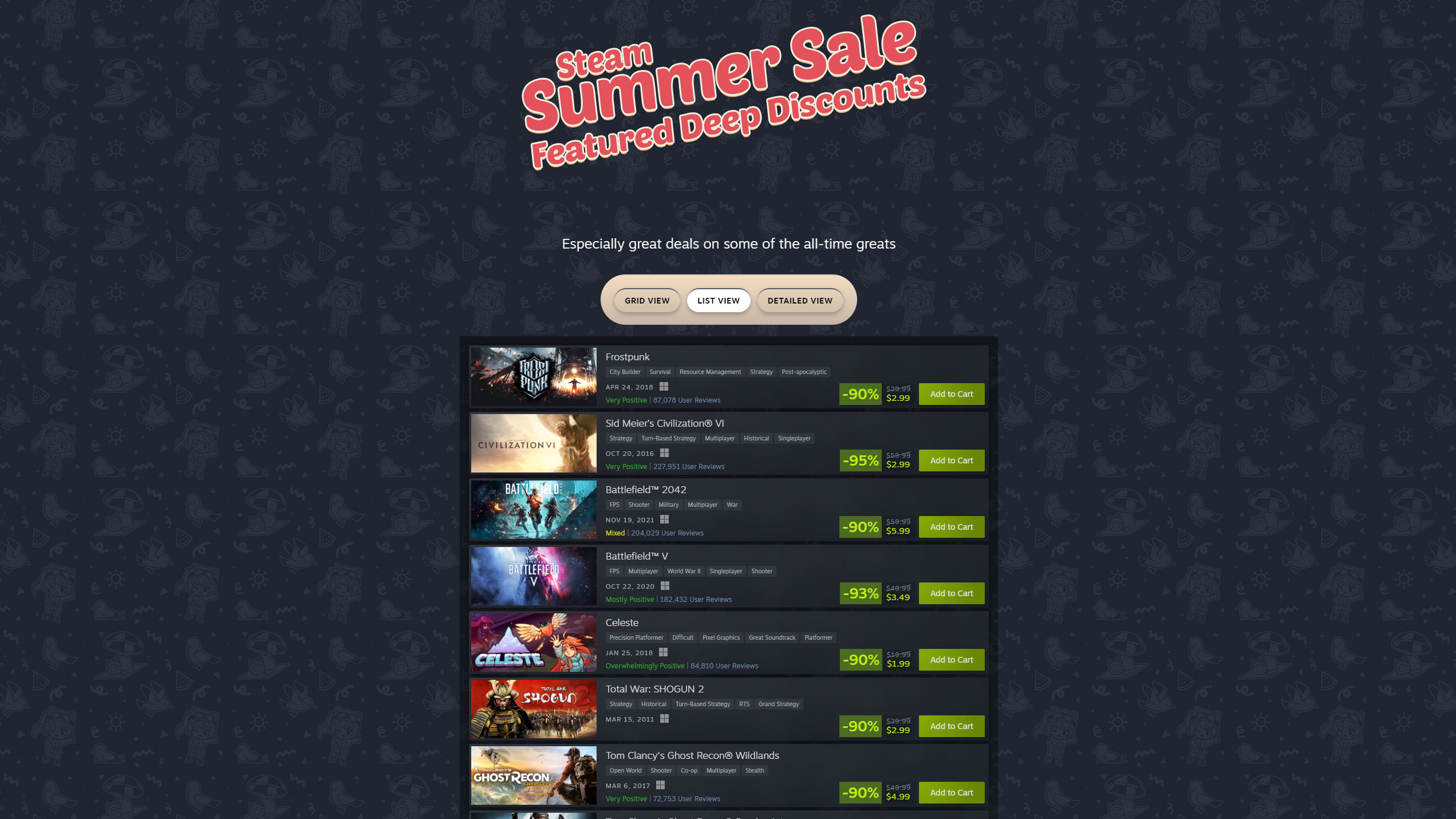 The Steam Summer Sale Featured Deep Discounts have up to 95% off savings