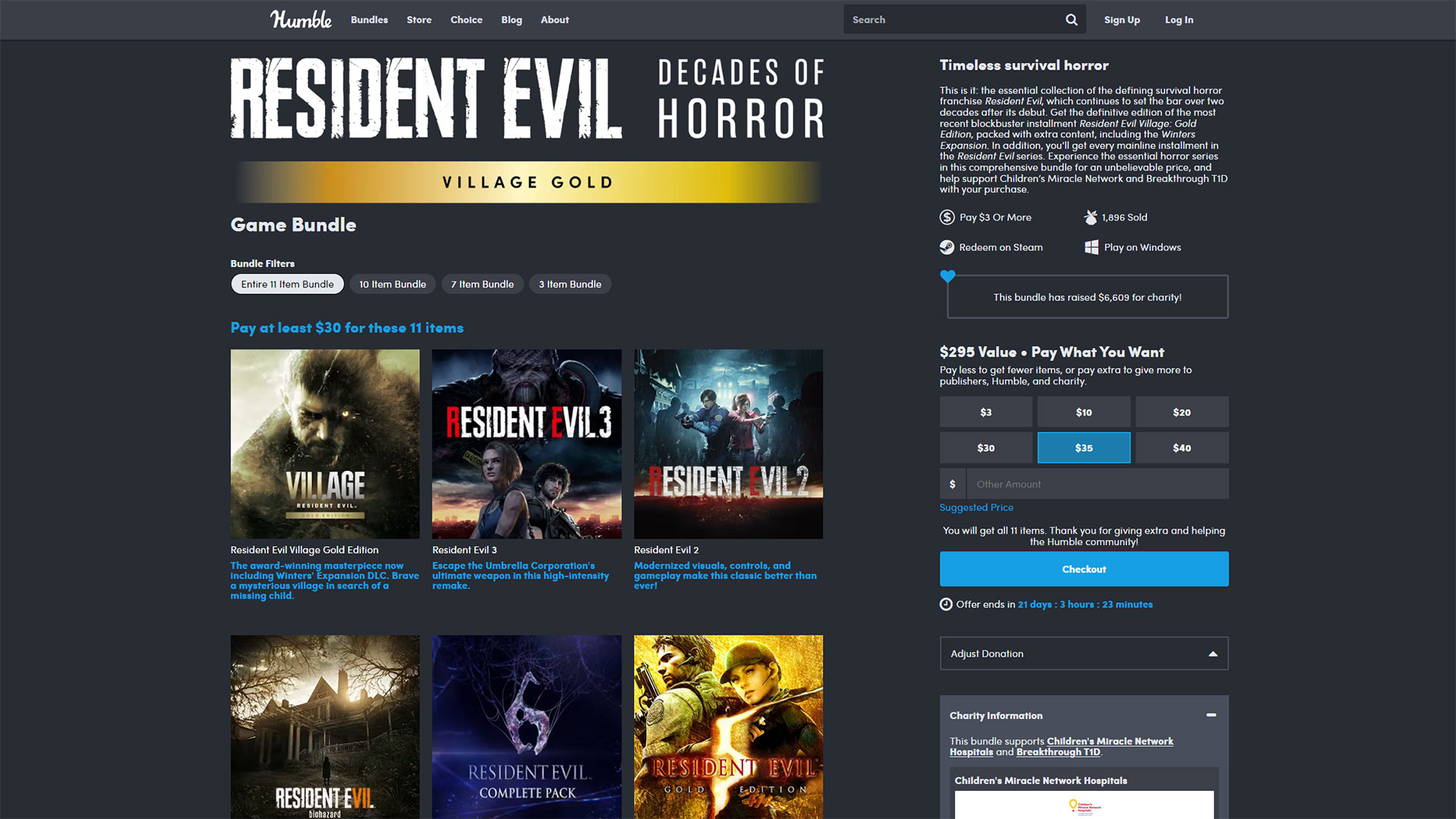 The Resident Evil bundle gets you 11 items for $30